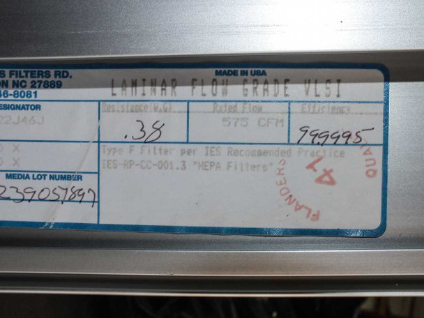 Flanders 0-009-2-19-07-SU-00-F2-22J46J Laminar Flow Grade VLSI HEPA Filter