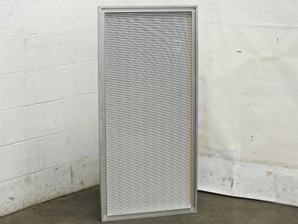 Flanders Laminar Flow Grade VLSI HEPA Filter 22.5x46.5 — front face showing pleated filter media through expanded metal face screen, aluminum frame