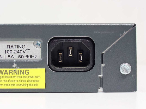 Rear panel close-up showing IEC AC inlet with rating label: 100-240V~, 1.5A, 50-60Hz