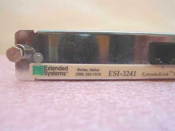 Extended Systems ESI-3241 close-up of label showing Boise Idaho address, model number ESI-3241, and ExtendedLink Technology branding
