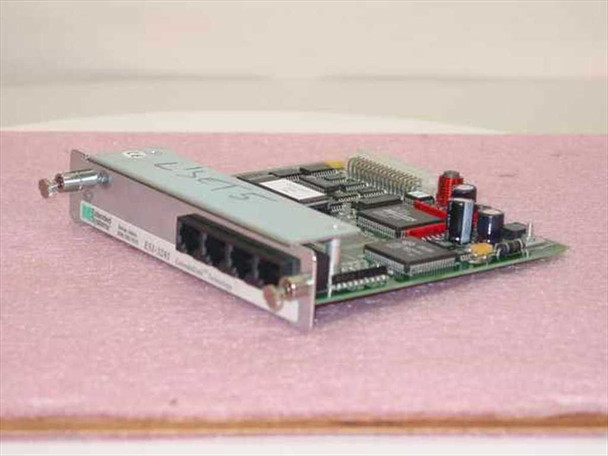 Extended Systems ESI-3241 ExtendedLink 4-port JetDirect network card — top view showing PCB, chips, and front bracket with RJ ports
