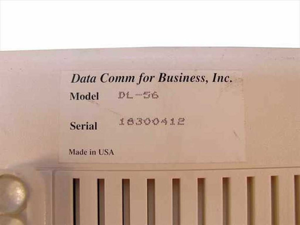 Data Comm for Business DL-56 model label – showing model DL-56, serial number, and Made in USA marking