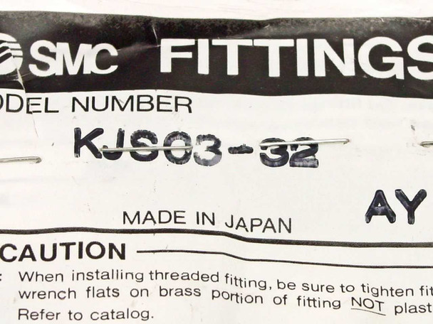 SMC KJS03-32 fittings bag label showing model number, Made in Japan