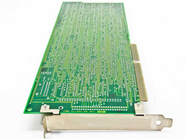 Adaptec AHA-1540 SCSI controller card — bottom trace side angled view showing 'FAB 411307-00 REV' silkscreen, ISA edge connector, and metal bracket