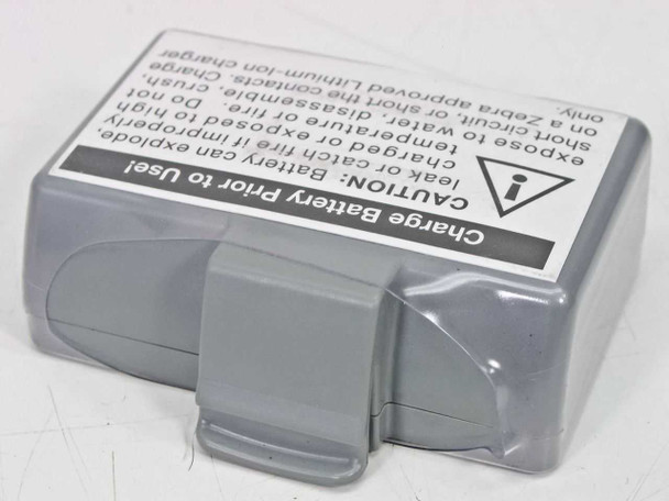 Zebra AT16004-1 7.4V Lithium-Ion Battery Pack — bottom view showing locking tab and connector contacts