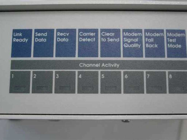 SPX/5 front panel LED indicators: Link Ready, Send Data, Recv Data, Carrier Detect, Clear to Send, Modem Signal Quality, Modem Fall Back, Modem Test Mode, and 8-channel activity LEDs
