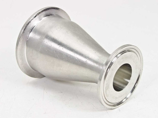 Waukesha stainless steel KF conical reducer pipe fitting — side view showing full conical profile from large to small end