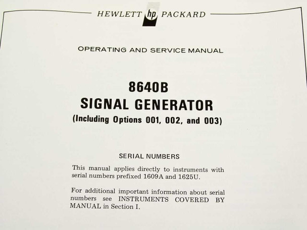 HP 08640-90111 8640B Signal Generator Operating & Service Manual