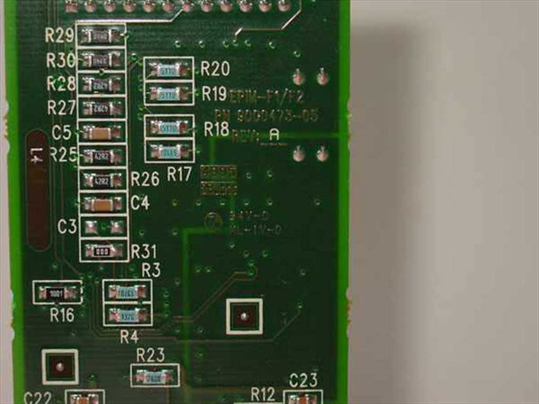 Cabletron EPIM-F1/F2 PCB reverse side showing component layout with EPIM-F1/F2 label, P/N 90000473-05, and Rev A markings