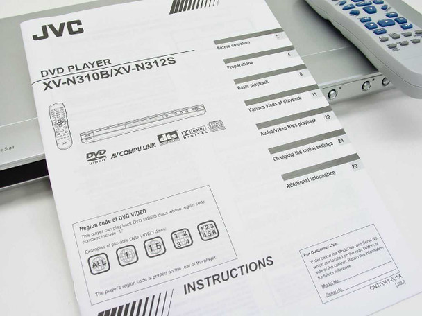 JVC XV-N312S DVD Player Progressive Scan with Remote