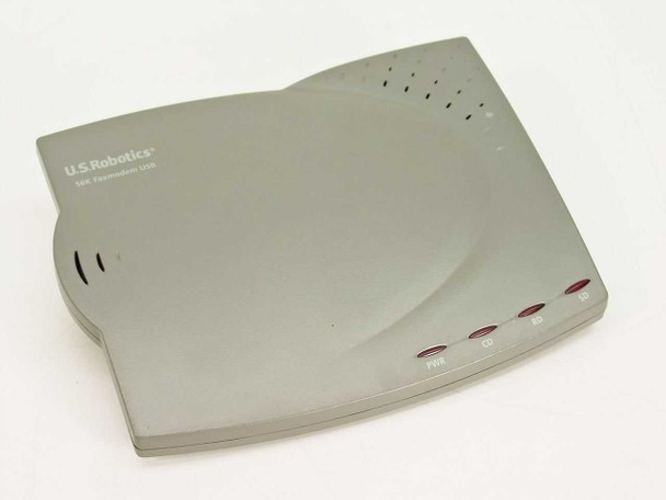 US Robotics USR5633A 56K Faxmodem USB – top view showing US Robotics branding, indicator LEDs and speaker grille on front face