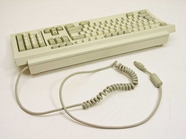 HP Hewlett-Packard C3346-60201 104-key PS/2 keyboard — rear/side view with coiled PS/2 cable detached