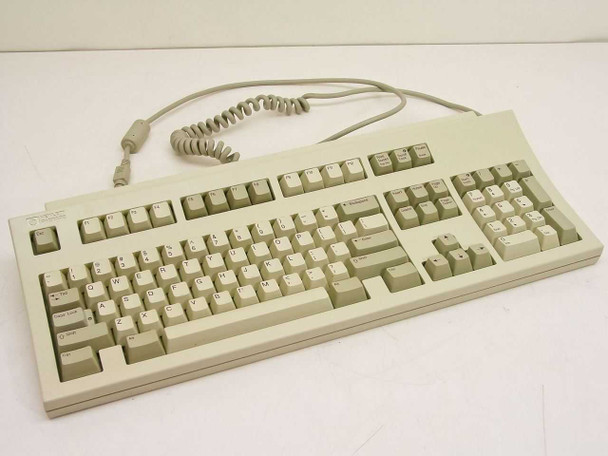 HP Hewlett-Packard C3346-60201 104-key PS/2 keyboard — top view showing full key layout with coiled cable