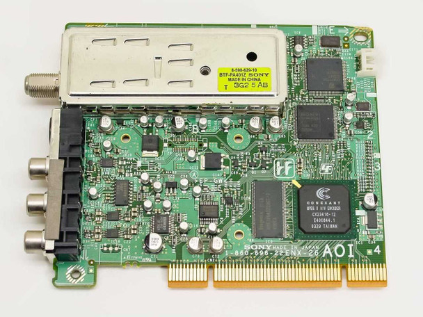Sony PCVA-IMB5A PCI TV tuner card — component side view showing Connexant CX23418 encoder chip, Sony BTF-PA401Z tuner, and PCI edge connector