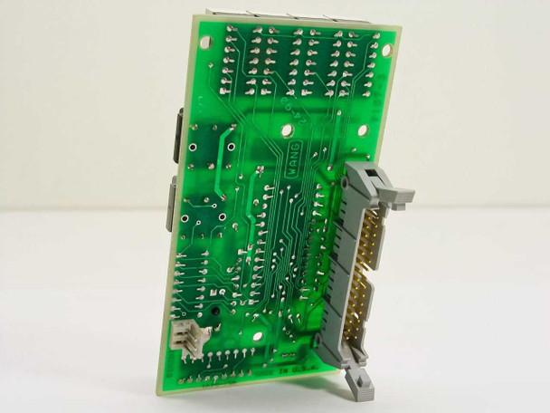 HP 5082-7730 LED display PCB module — rear solder-side view showing IDC ribbon connector and through-hole solder points