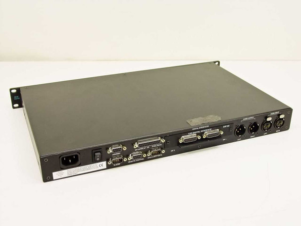 CDQ Prima 110 rear panel full view showing IEC power inlet, rocker switch, DB-style connectors, and XLR audio ports
