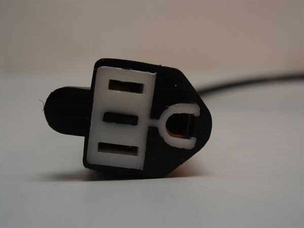 NEMA 5-15R female connector end of power adapter cable — front face view showing 3-prong outlet receptacle