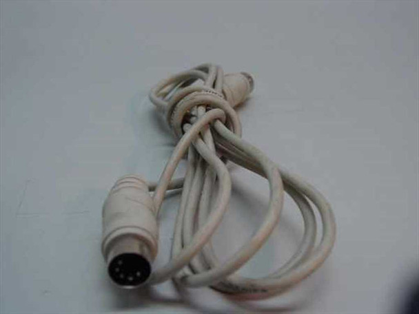 Full length view of beige AT keyboard extension cable showing both male and female DIN-5 connectors