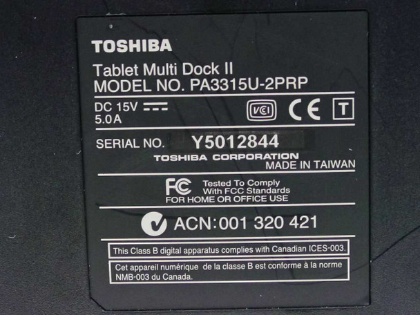 Toshiba PA3315U-2PRP Tablet Multi Dock II - No AC Adapter