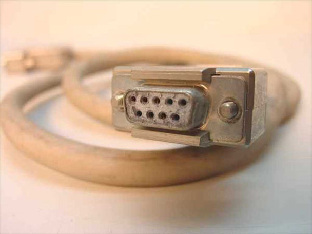 Close-up of DB9 female 9-pin connector end on serial adapter cable