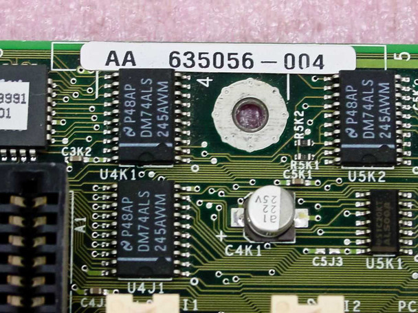 Intel AA635056-004 close-up of board label showing part number AA 635056-004 and logic ICs including DM74ALS 245AWM