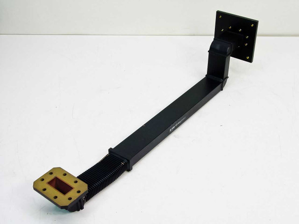 WR-137 C-Band flexible waveguide 01007714-01 — alternate side view showing rigid extension arm and square rigid flange with mounting holes