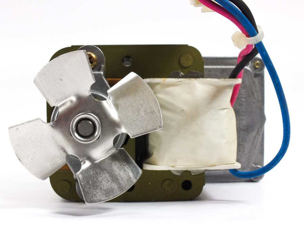 Japan Servo P330A-165 motor – front view showing four-blade aluminum cooling fan and wire harness connector