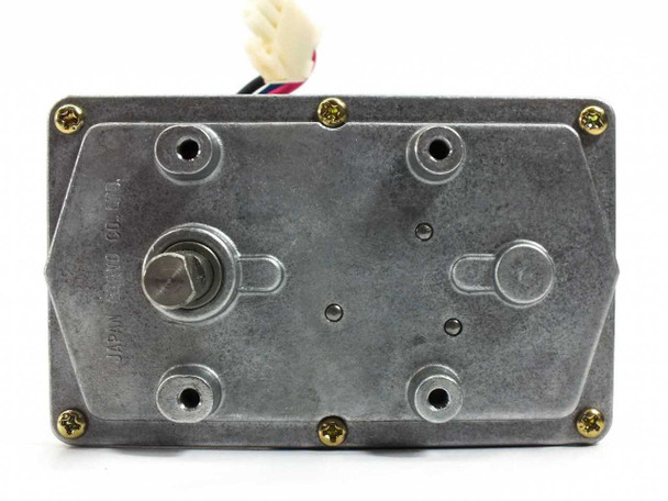 Japan Servo P330A-165 motor – bottom view of gearbox showing output shaft stub and mounting bosses