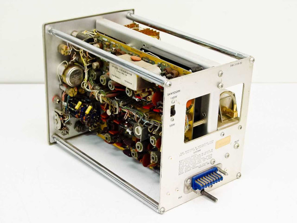 Tektronix Type 1L5 Spectrum Analyzer Plug-In Unit — left side and rear view showing internal components, wiring, PCBs, and multi-pin edge connector at bottom