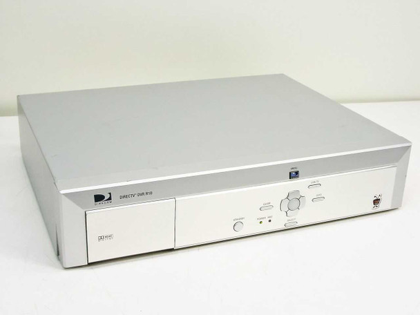 DirecTV DVR R10 TiVo satellite receiver – three-quarter front view showing silver enclosure and front panel controls