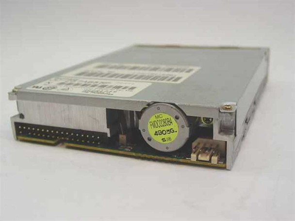 Panasonic JU-257A655P floppy drive – side and rear view showing 34-pin IDE ribbon connector and 4-pin power connector