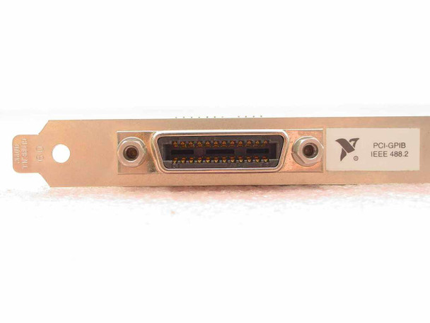 National Instruments PCI-GPIB/+ card bracket view showing 24-pin IEEE 488.2 GPIB connector with NI logo label