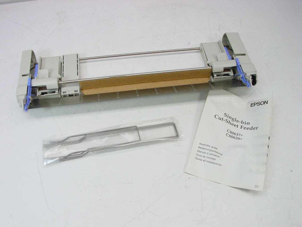 Epson C806390 single-bin cut sheet feeder unit with paper guide wire and assembly guide booklet laid out