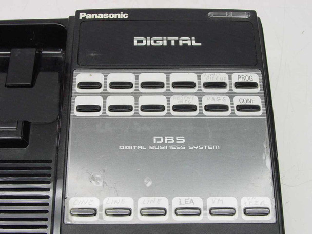 Panasonic DBS Digital Business System phone — close-up of upper button panel showing programmable keys, PROG, CONF, PAGE, and line buttons