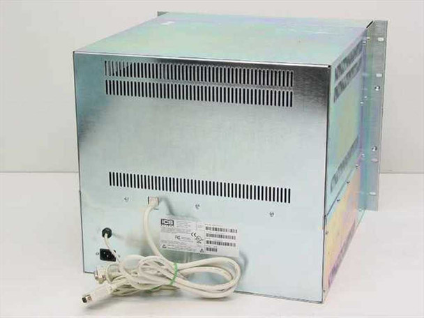 ICS Advent RMX-17CRT/TS rackmount CRT monitor – rear view showing silver chassis, ventilation slots, IEC power inlet, and attached power cord