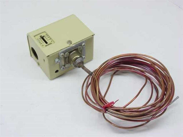 Barber-Colman TC-5131 low temperature duct thermostat — front/left view showing housing and coiled capillary sensing element