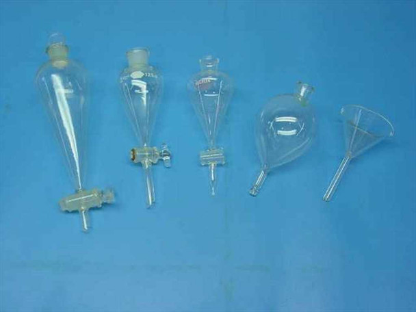 Buchler/Kimax/Pyrex Lot of 5 Lab Glass Separatory funnels