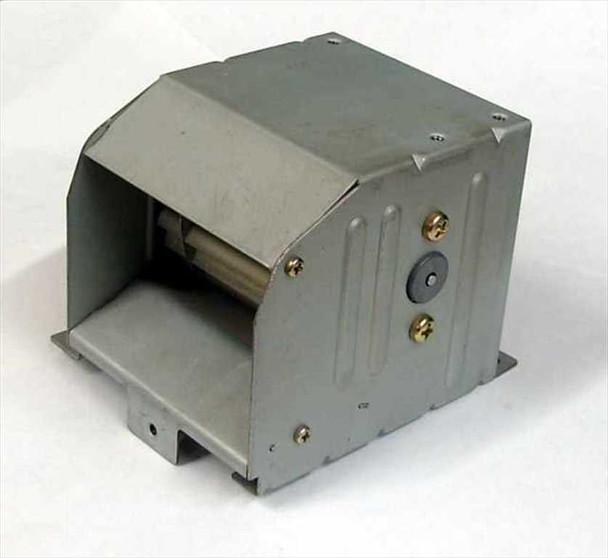 Japan Servo RH7-1047 vortex blower – rear/outlet view showing air discharge opening, sheet-metal housing, gold screws, and circular port