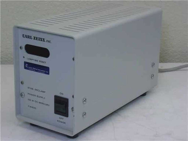 Carl Zeiss LEP HBO 100 Stabilized Arc Lamp Power Supply three-quarter view showing front panel, ventilated top housing, and rear power cable exit