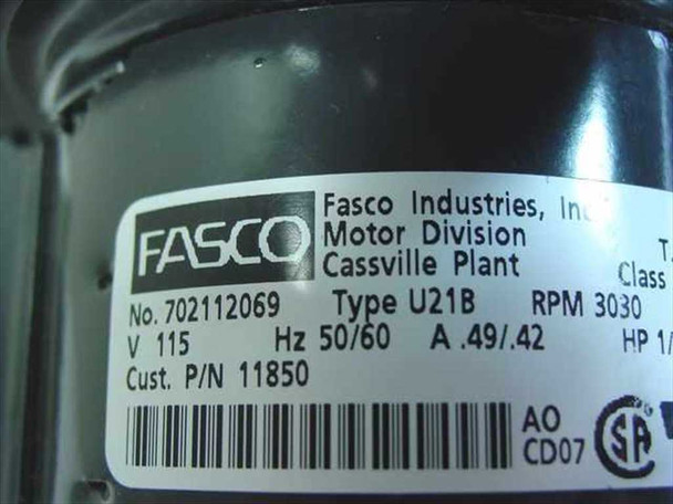 Fasco 702112069 Blower Type U21B 3030 RPM 1/125 HP