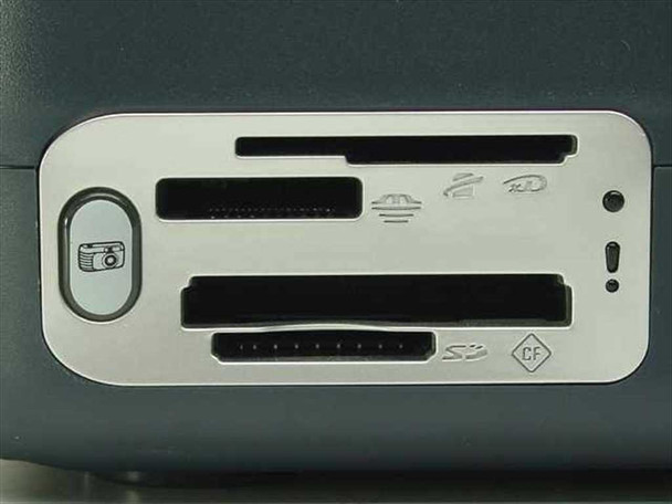 HP PSC 1350 built-in memory card reader slots for CF, SD, SmartMedia, Memory Stick, and xD cards