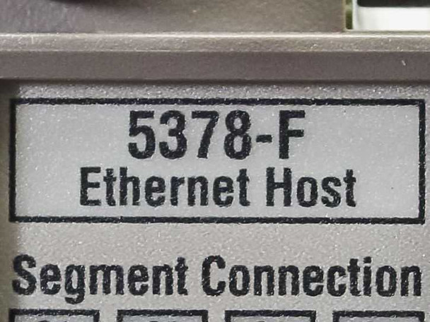 Close-up of SynOptics 5378-F label reading '5378-F Ethernet Host' and 'Segment Connection'