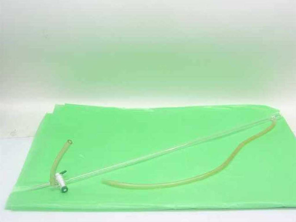 Lab Crest FxP glass manual titrator side view showing glass barrel, stopcock assembly, and tubing on green background