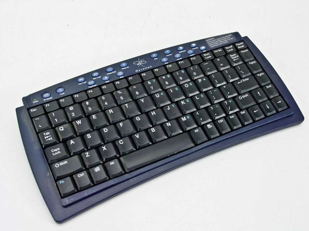 Gyration GP120 compact wireless mobile keyboard – top/front view showing full key layout and blue accent keys