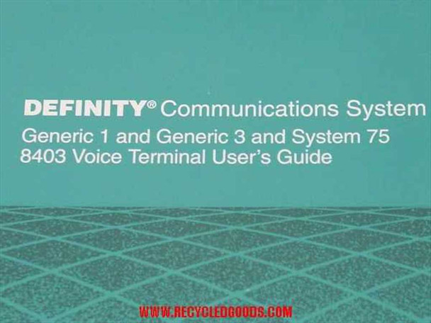 AT&T DEFINITY Communications System Generic 1 and 3 and System 75 8403 Voice Terminal User's Guide — cover title text close-up