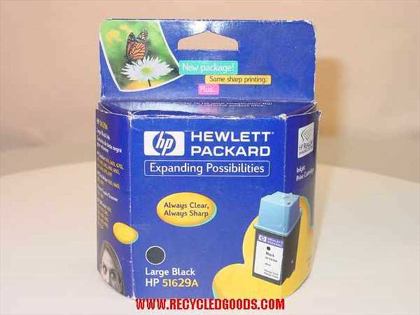 HP 51629A Large Black inkjet print cartridge in original Hewlett-Packard retail box — front view showing product branding and cartridge image