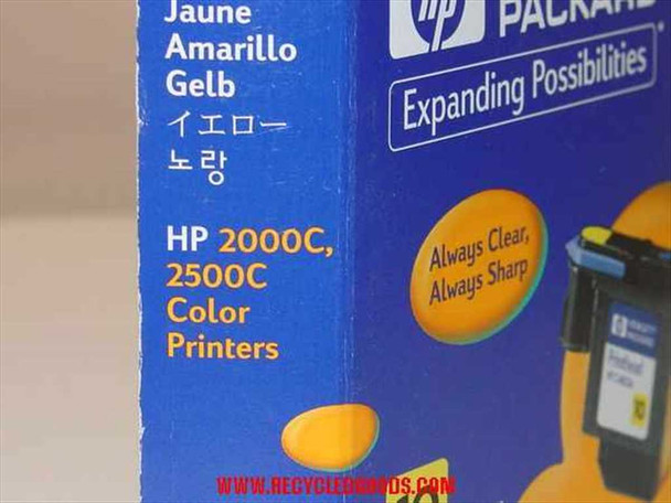 HP 10 C4803A Yellow Printhead box side panel showing compatibility with HP 2000C and 2500C Color Printers
