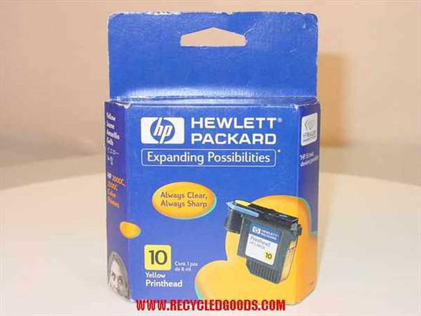 HP 10 C4803A Yellow Printhead in original Hewlett-Packard retail box — front view showing HP 10 Yellow Printhead label