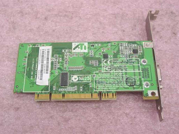 ATI Rage 128 PCI video card 109-74400-10 — rear PCB view showing solder side, FCC compliance label, ATI logo, and PCI edge connector