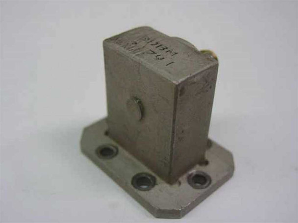 WR75 SMA waveguide adapter AD-75-3MM — side view showing machined metal body with hand-written model markings